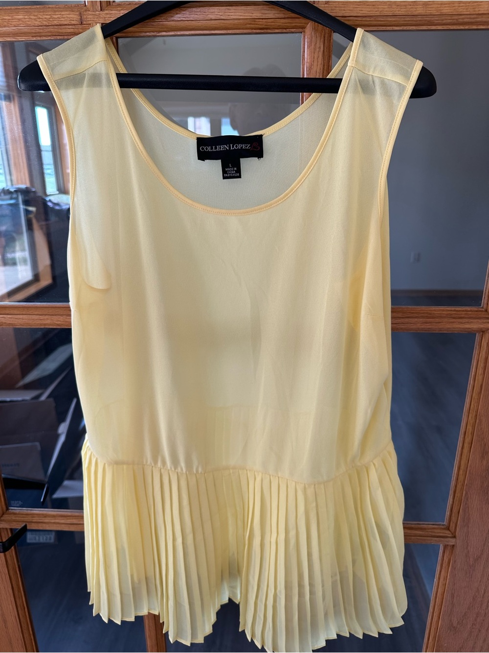 Colleen Lopez Pale Yellow Sleeveless Pleated-Hem Dress